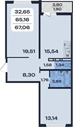 2к 67,06 м²